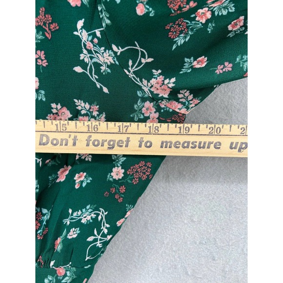 Reformation Shirt Sz 12 Raye Emilia Green Floral Long Sleeve Open Back Crop - Picture 5 of 14